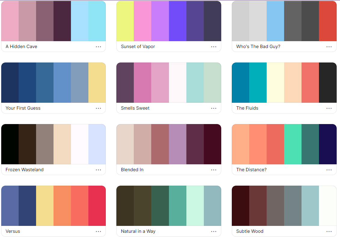 Color palettes on Toyhouse