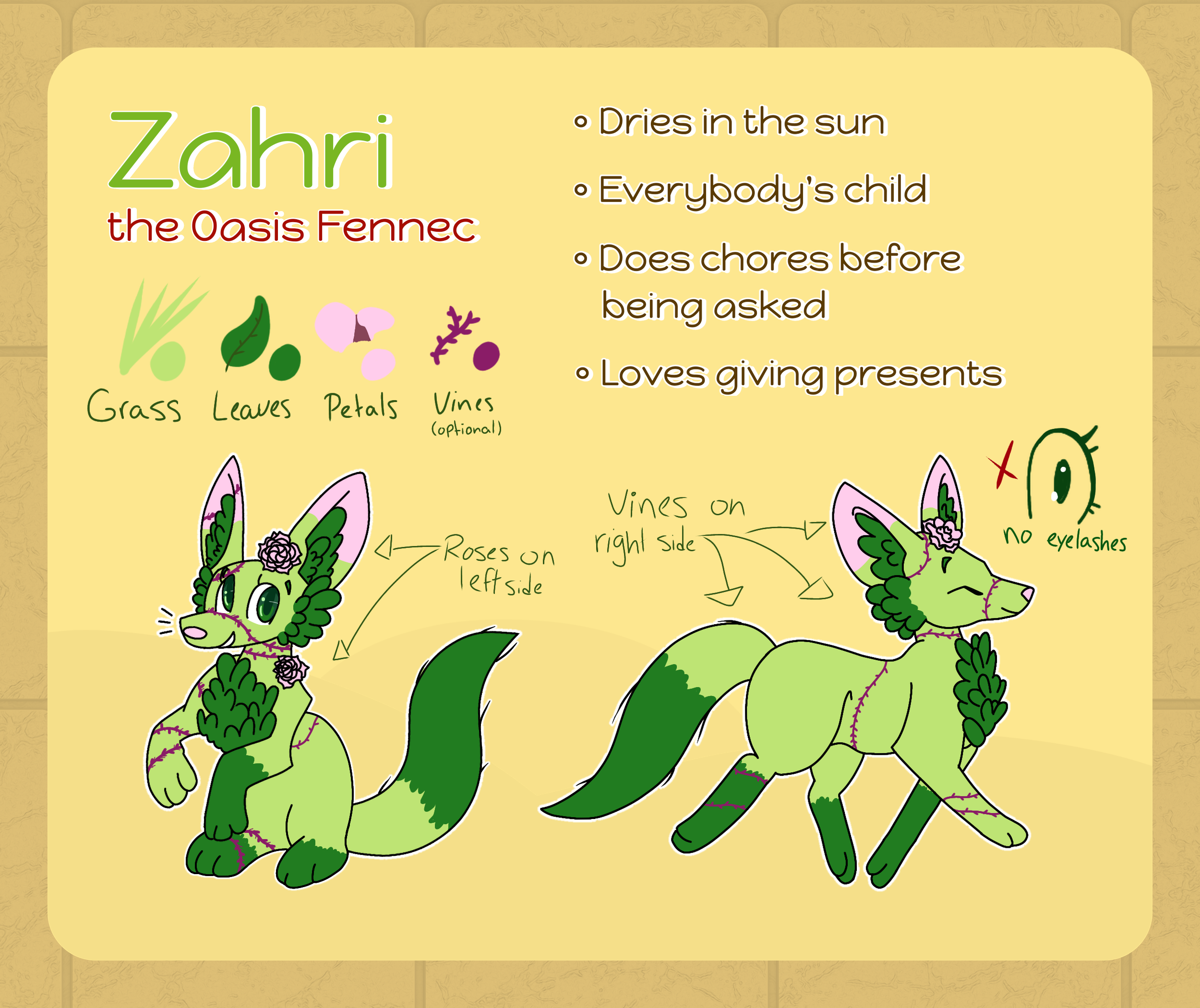 Zahri's current Reference sheet (October 2021)