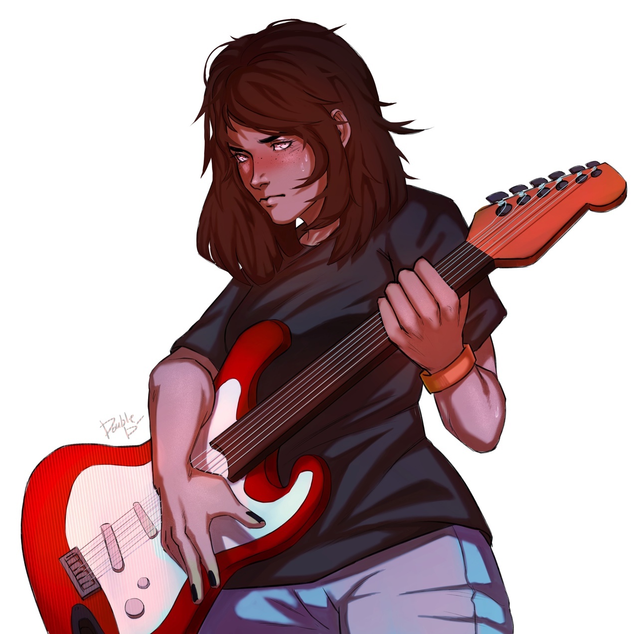 commissioned art of Kelly with her guitar, by Double_D