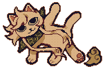 A pixel of a white chibi cat mascot named Jirou wearing a green karakusa patterned bandana