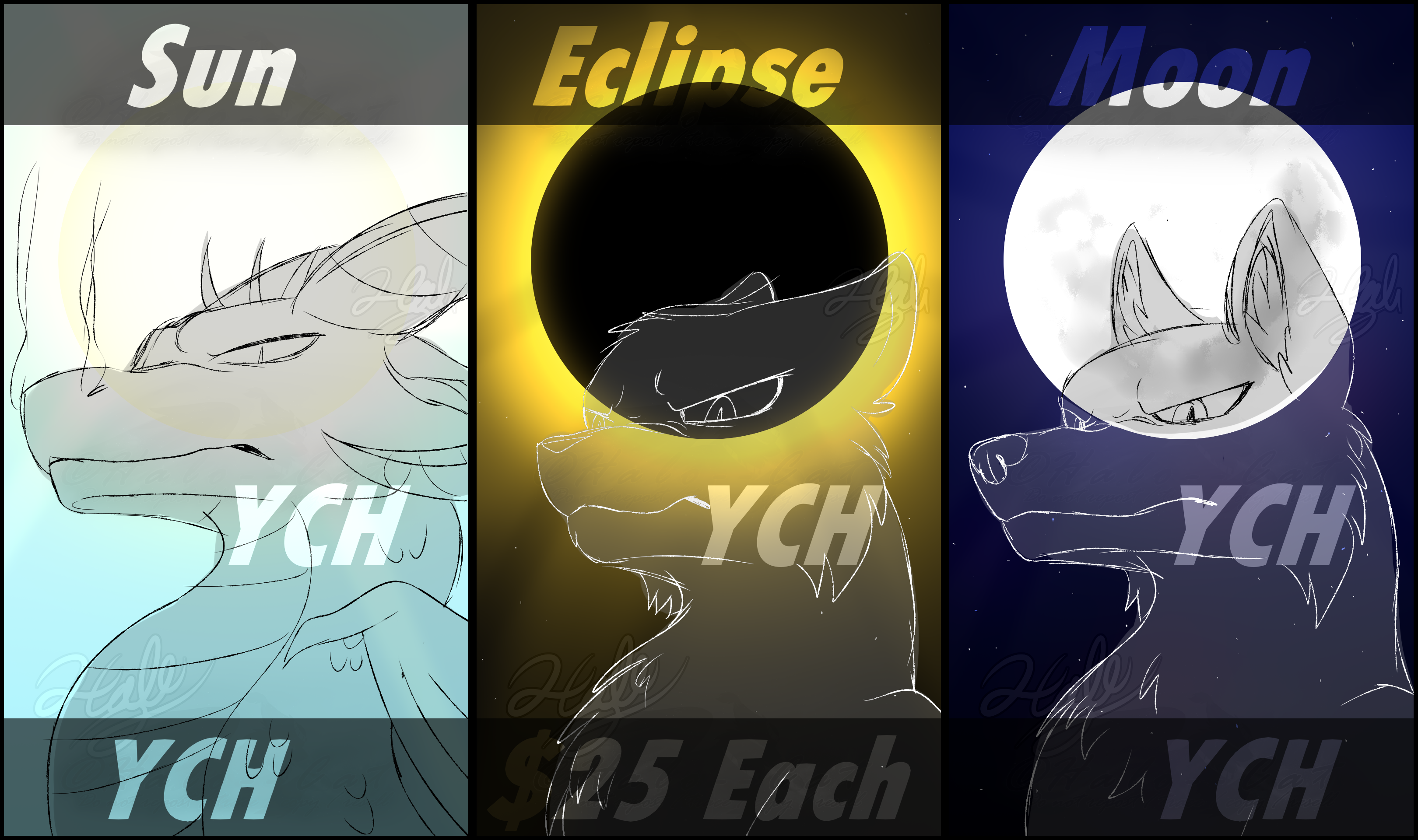 YCH - Sun, Eclipse, and Moon [Open]