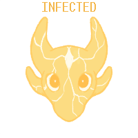 An image of a yellow-orange dragon head with a series of cracks in it. The word 'Infected' is written at the top