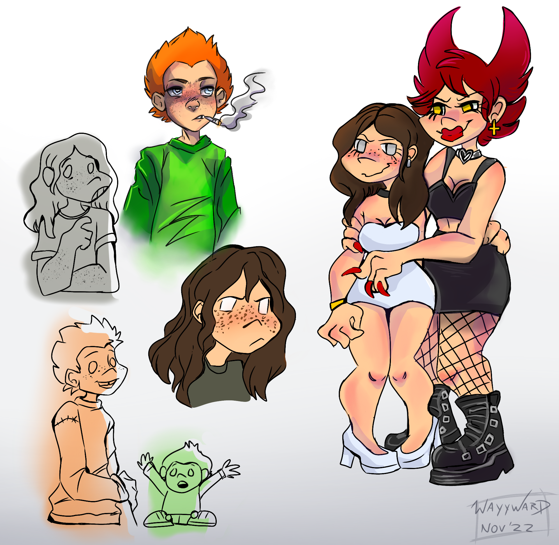 Sketch page of Kelly with Pico and Cassandra