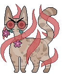 Pixel art of a cat with very angry eyebrows
