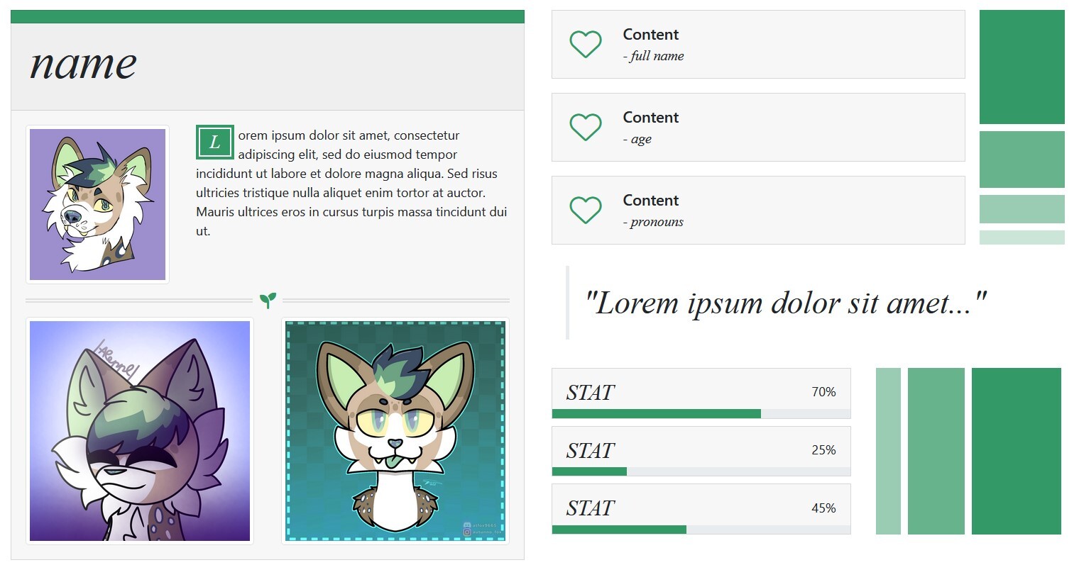 Mint-themed HTML layout for Toyhouse.