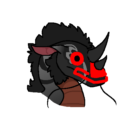 Art of a pearlcatcher with a red face drawn on top of them based off of the slugpups from Enot's campaign in the game Rain World: Downpour