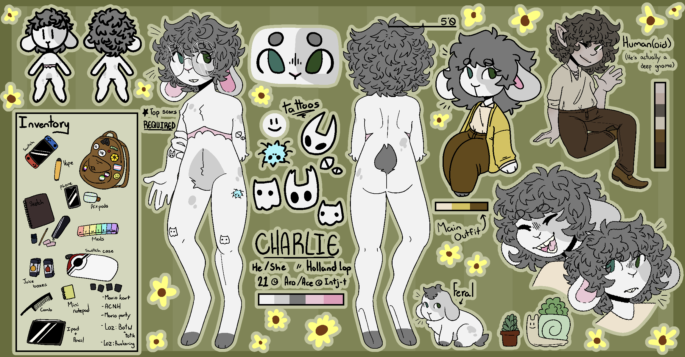 A character reference for an anthro hare named Charlie