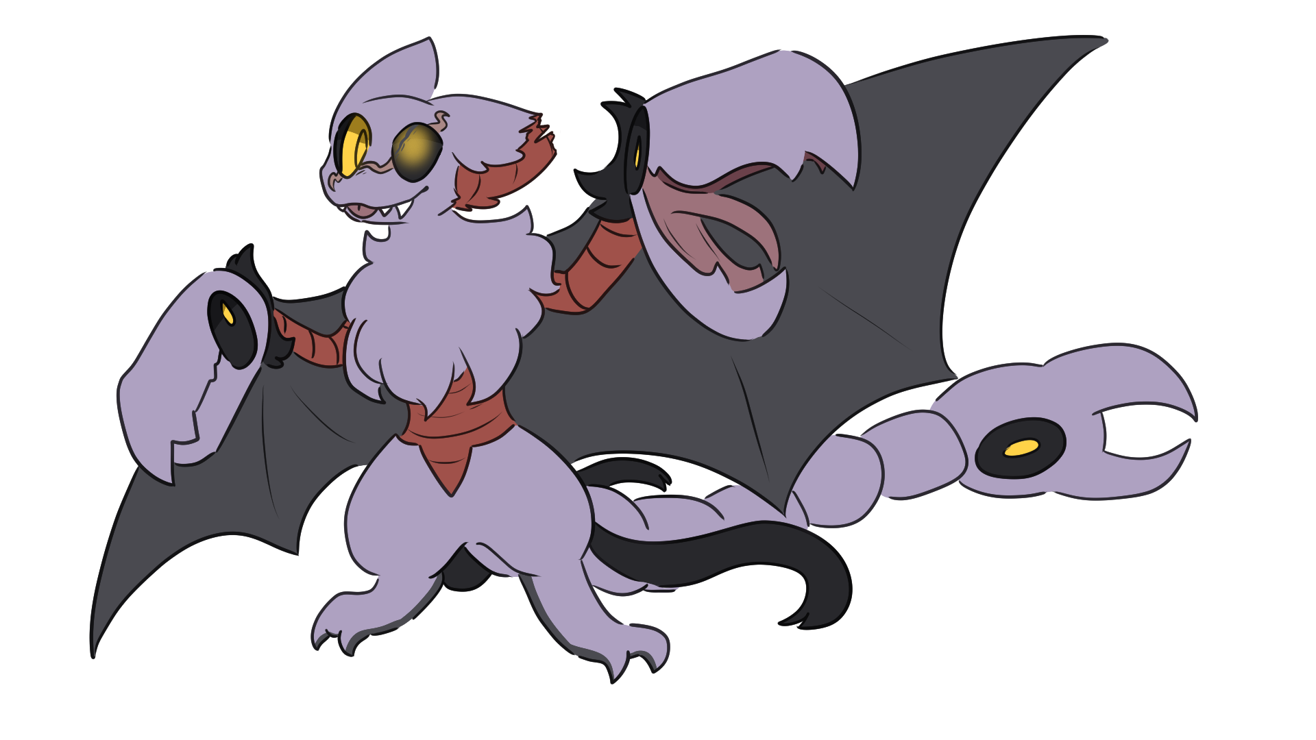 A Gliscor with Hydreigon traits, such as claw "head" mouths and plumes.