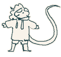 a small mspaint drawing of the owner's sona, a basilisk lizard in a large hoodie, smiling