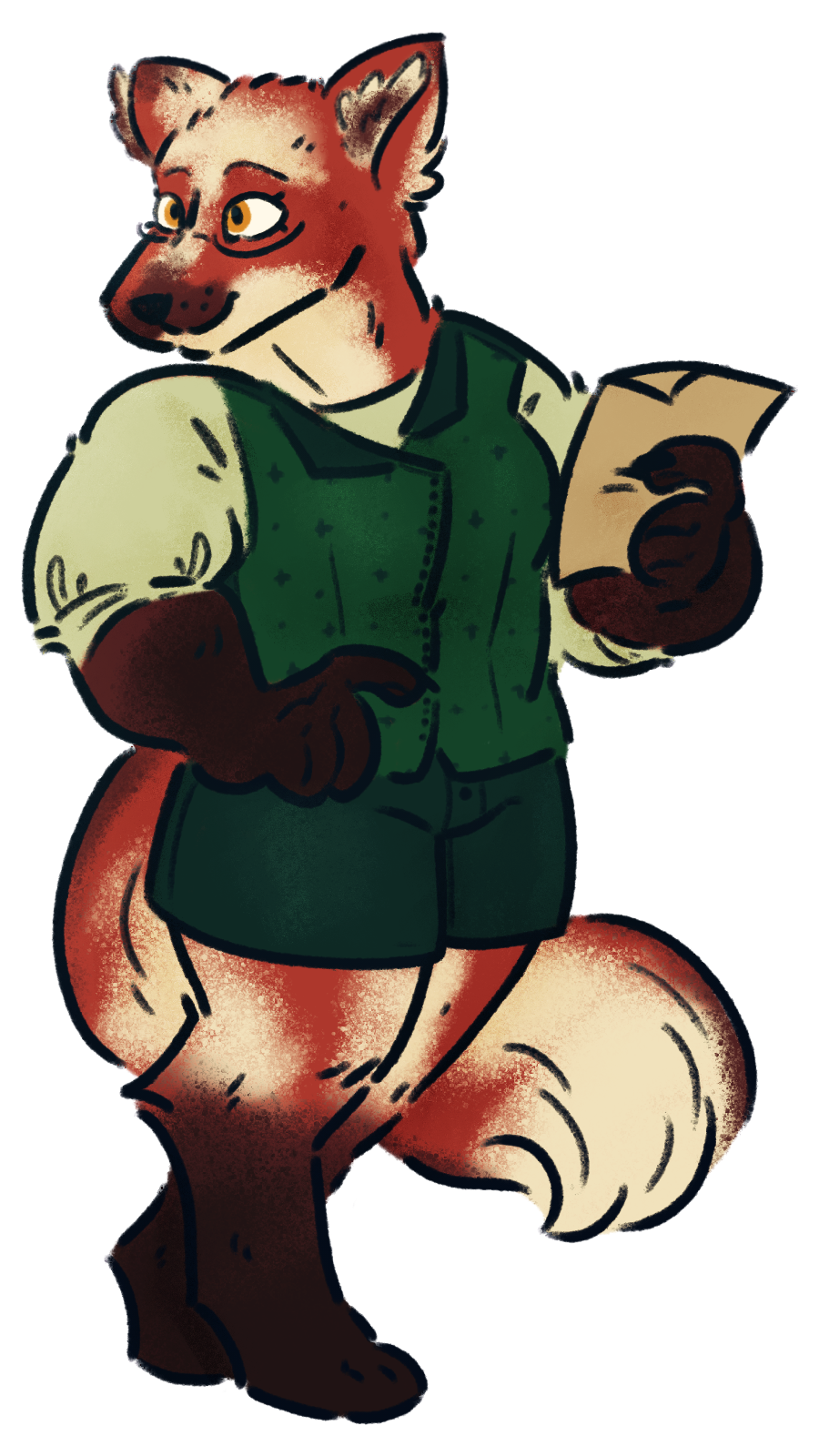 It is an illustration of the artist's character, Mayor Thimblepaw. She is an anthropomorphic fox.