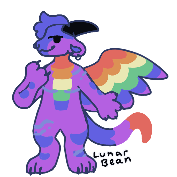 A purple dragon with rainbow wings.