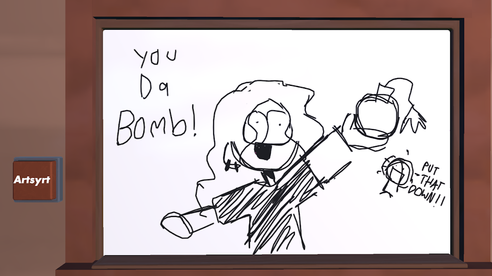 Another Valentine's day card, with Garcia again saying 'You da bomb!' this time holding a bomb. Ellie in the background exclaims 'PUT THAT DOWN'.