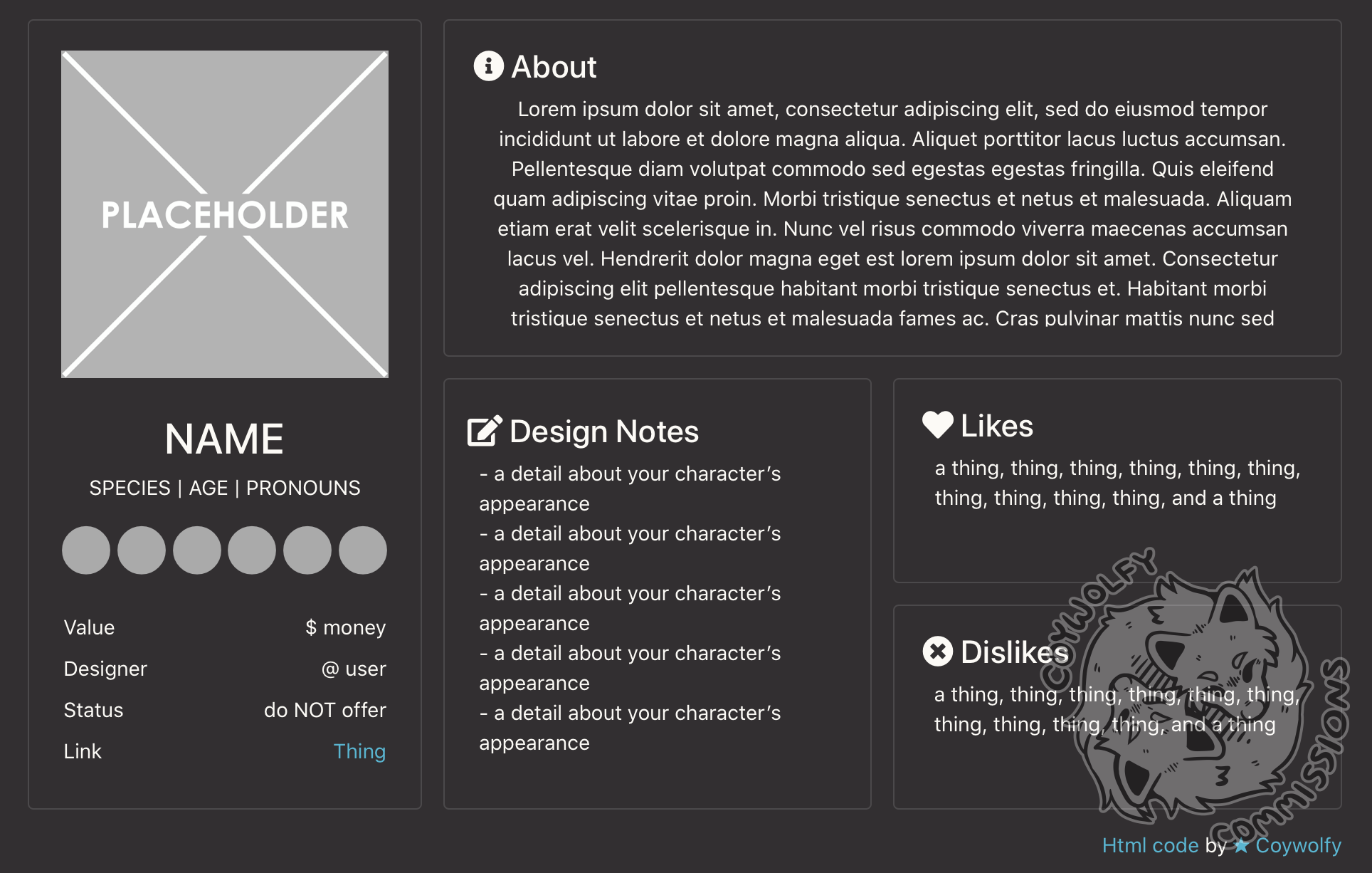 Toyhouse Character Template Printable Templates