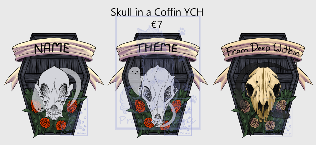 Skull in a Coffin YCH